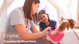  Presentation with unicorn girl - Theme having beautiful-teacher-and-toddler-girl background and a coral colored foreground