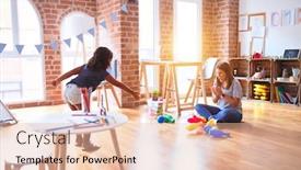 Presentation with bowling - Beautiful slides featuring beautiful-teacher-and-toddler-girl backdrop and a lemonade colored foreground