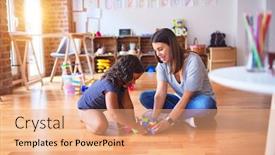  Presentation with teacher - Amazing slide deck having beautiful-teacher-and-toddler-girl backdrop and a coral colored foreground