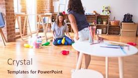  Presentation with bowling - Presentation theme enhanced with beautiful-teacher-and-toddler-girl background and a lemonade colored foreground