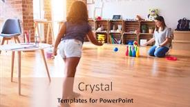  Presentation with hipster girl playing tetris game - Colorful slides enhanced with beautiful-teacher-and-toddler-girl backdrop and a coral colored foreground