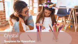  Presentation with unicorn - Beautiful presentation theme featuring teacher and toddler wearing unicorn backdrop and a coral colored foreground