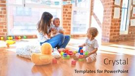  Presentation with toddlers - Theme consisting of beautiful-teacher-and-toddlers-one background and a coral colored foreground