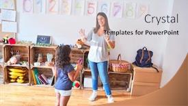  Presentation with teaching - Audience pleasing PPT theme consisting of beautiful-teacher-teaching-maths backdrop and a light gray colored foreground