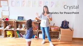  Presentation with teaching - Theme with beautiful-teacher-teaching-maths background and a white colored foreground