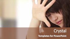  Presentation with violence woman - Slides having beautiful teen caucasian woman- violence background and a tawny brown colored foreground