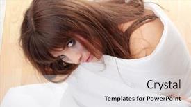  Presentation with emotional abuse - Amazing slides having beautiful teen caucasian woman- violence backdrop and a white colored foreground