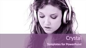  Presentation with teen girl - Colorful slides enhanced with quinceanera - beautiful teen girl with headphones backdrop and a violet colored foreground