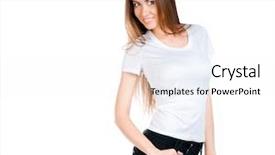  Presentation with teen - Amazing theme having beautiful teen in a blank white t-shirt for you to add your own text or design backdrop and a sky blue colored foreground