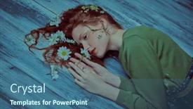  Presentation with cosmetics natural - PPT layouts enhanced with beautiful-tender-girl-with-wavy background and a ocean colored foreground