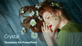  Presentation with cosmetics natural - Slide set enhanced with beautiful-tender-girl-with-wavy background and a ocean colored foreground