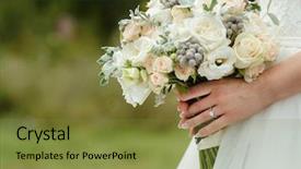  Presentation with wedding roses - Presentation theme featuring beautiful tender wedding bouquet background and a tawny brown colored foreground