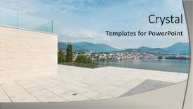  Presentation with lake - Slides with beautiful terrace of a modern background and a light blue colored foreground