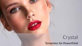  Presentation with girl model - Presentation theme enhanced with beautiful-thin-girl-with-brown background and a light gray colored foreground