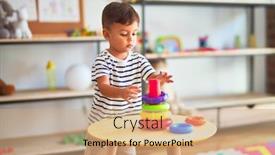  Presentation with pyramid - PPT theme featuring beautiful-toddler-boy-building-pyramid background and a coral colored foreground