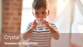  Presentation with drinking glass - Beautiful PPT layouts featuring beautiful-toddler-boy-drinking-glass backdrop and a coral colored foreground