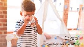  Presentation with drinking glass - Presentation with beautiful-toddler-boy-drinking-glass background and a soft green colored foreground