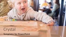  Presentation with baby crying - Amazing PPT theme having beautiful-toddler-child-girl-sitting backdrop and a coral colored foreground