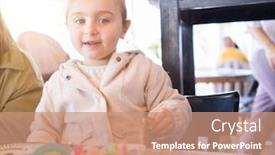  Presentation with baby sitting - Amazing slide deck having beautiful-toddler-child-girl-sitting backdrop and a coral colored foreground