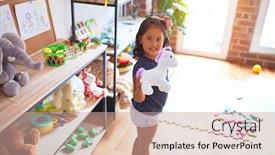  Presentation with unicorn girl - Colorful PPT theme enhanced with beautiful-toddler-girl-holding-cute backdrop and a coral colored foreground