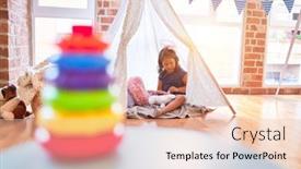  Presentation with unicorn girl - Presentation design featuring beautiful-toddler-girl-sitting background and a lemonade colored foreground