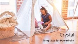  Presentation with unicorn girl - Presentation featuring beautiful-toddler-girl-sitting background and a coral colored foreground