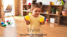  Presentation with kindergarten - Presentation enhanced with beautiful-toddler-playing-with-colorful background and a coral colored foreground