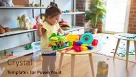  Presentation with kindergarten - Cool new presentation theme with beautiful-toddler-playing backdrop and a coral colored foreground