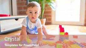  Presentation with building blocks - PPT theme having beautiful-toddler-sitting-on-puzzle background and a coral colored foreground