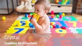  Presentation with building blocks - PPT layouts with beautiful-toddler-sitting-on-puzzle background and a coral colored foreground