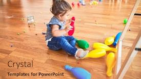  Presentation with pediatrics toddler - Audience pleasing presentation theme consisting of game development - beautiful toddler sitting backdrop and a coral colored foreground