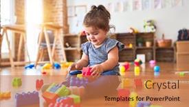  Presentation with building blocks - Amazing presentation design having floor playing with building backdrop and a coral colored foreground