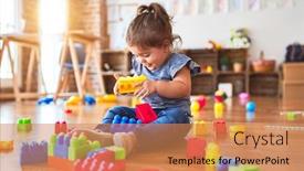  Presentation with building blocks - Presentation consisting of beautiful-toddler-sitting background and a coral colored foreground