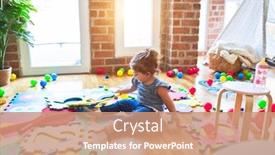  Presentation with building blocks - Colorful slide deck enhanced with beautiful-toddler-sitting backdrop and a coral colored foreground