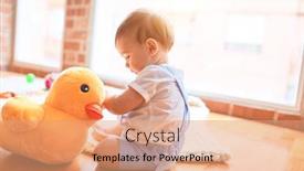  Presentation with duck - Slide set enhanced with beautiful-toddler-sitting background and a coral colored foreground