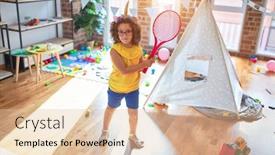 Presentation with unicorn - Amazing theme having beautiful-toddler-standing-wearing-glasses backdrop and a lemonade colored foreground