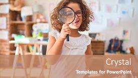  Presentation with kindergarten - Theme featuring beautiful-toddler-standing-wearing-glasses background and a coral colored foreground
