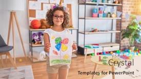  Presentation with unicorn - Amazing presentation design having beautiful-toddler-wearing-glasses backdrop and a coral colored foreground