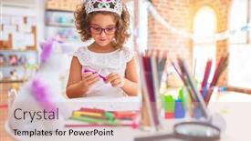  Presentation with princess - Presentation design enhanced with beautiful-toddler-wearing-glasses background and a lemonade colored foreground