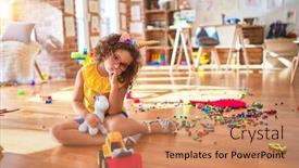  Presentation with unicorn - PPT layouts featuring beautiful-toddler-wearing-glasses background and a coral colored foreground