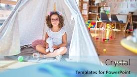  Presentation with unicorn - PPT layouts featuring beautiful-toddler-wearing-glasses background and a light blue colored foreground