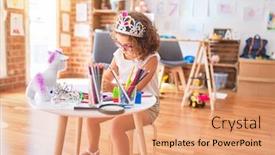  Presentation with princess - PPT layouts enhanced with beautiful-toddler-wearing-glasses background and a coral colored foreground