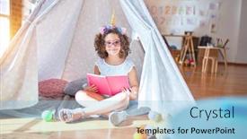  Presentation with book glasses - PPT theme having beautiful-toddler-wearing-glasses background and a light blue colored foreground