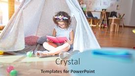  Presentation with unicorn - Slides with beautiful-toddler-wearing-glasses background and a light blue colored foreground