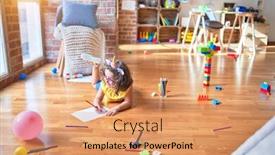  Presentation with unicorn - PPT theme consisting of beautiful-toddler-wearing-glasses background and a coral colored foreground