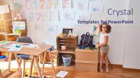  Presentation with unicorn - PPT theme enhanced with beautiful-toddler-wearing-glasses background and a sky blue colored foreground