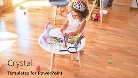  Presentation with princess - Amazing slides having beautiful-toddler-wearing-glasses backdrop and a coral colored foreground