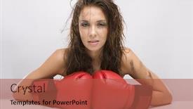  Presentation with glamour - Amazing theme having beautiful topless glamour woman with red boxing gloves backdrop and a red colored foreground
