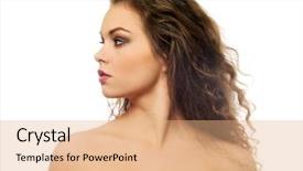  Presentation with long hair - Audience pleasing PPT theme consisting of beautiful topless woman with long backdrop and a  colored foreground