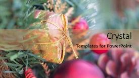  Presentation with decor - Amazing PPT layouts having beautiful traditional christmas decor closeup backdrop and a  colored foreground